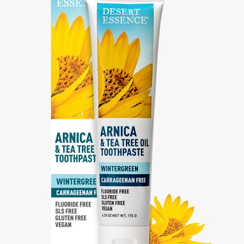 DESERT ESSENCE Arnica & Tea Tree Oil Toothpaste - Wintergreen - Carrageenan Free 176g