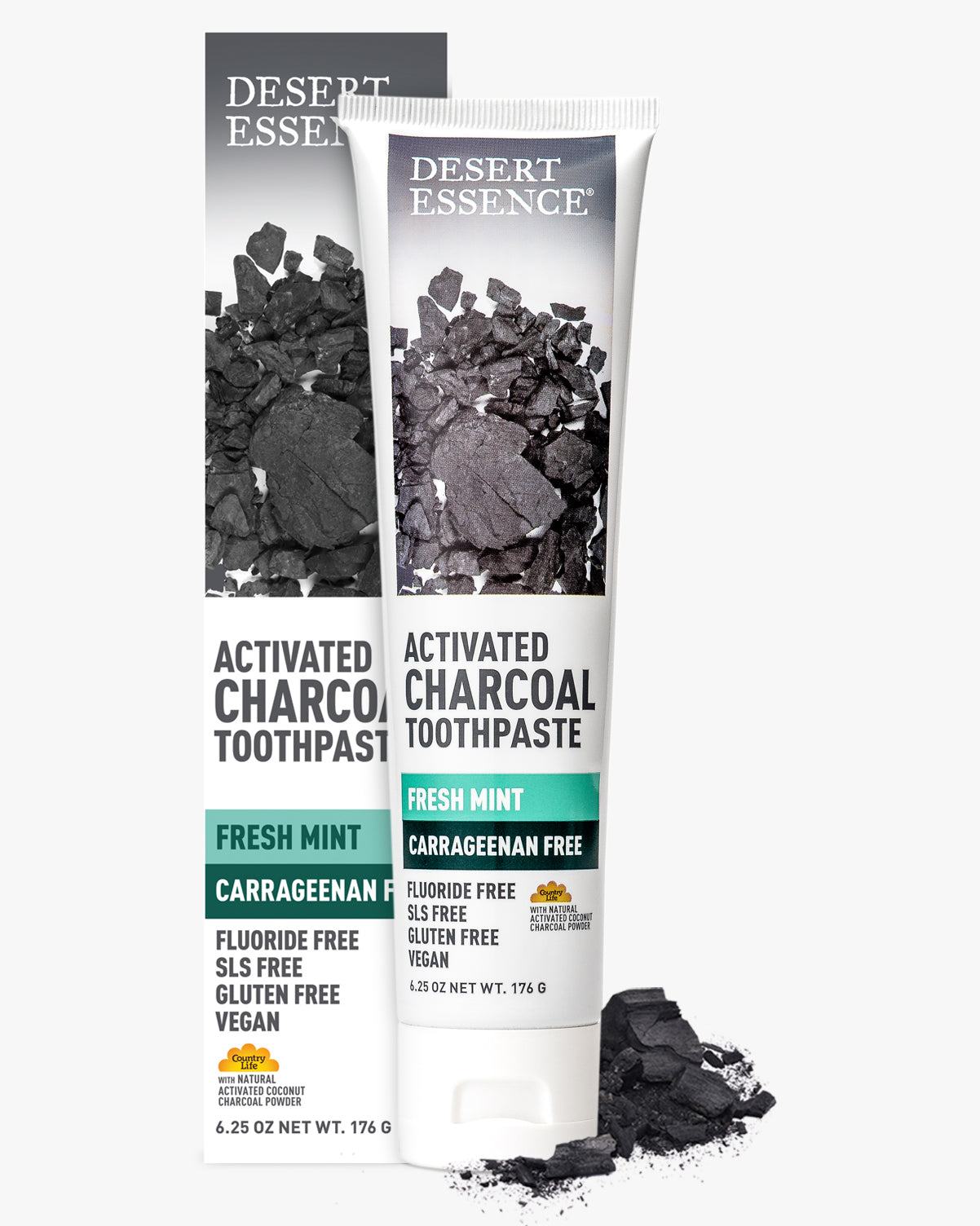 DESERT ESSENCE Activated Charcoal Toothpaste - Carrageenan Free - Fresh mint 176g