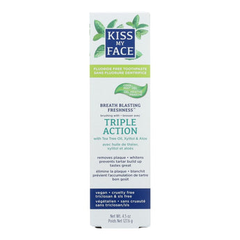 KISS MY FACE Triple Action Cool Mint Gel Fluoride Free Toothpaste